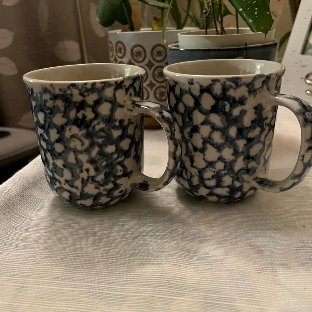 Set of two Folk craft SPONGE by Tienshan mugs